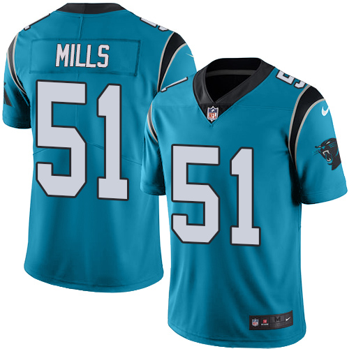 Nike Panthers #51 Sam Mills Blue Youth Stitched NFL Limited Rush Jersey